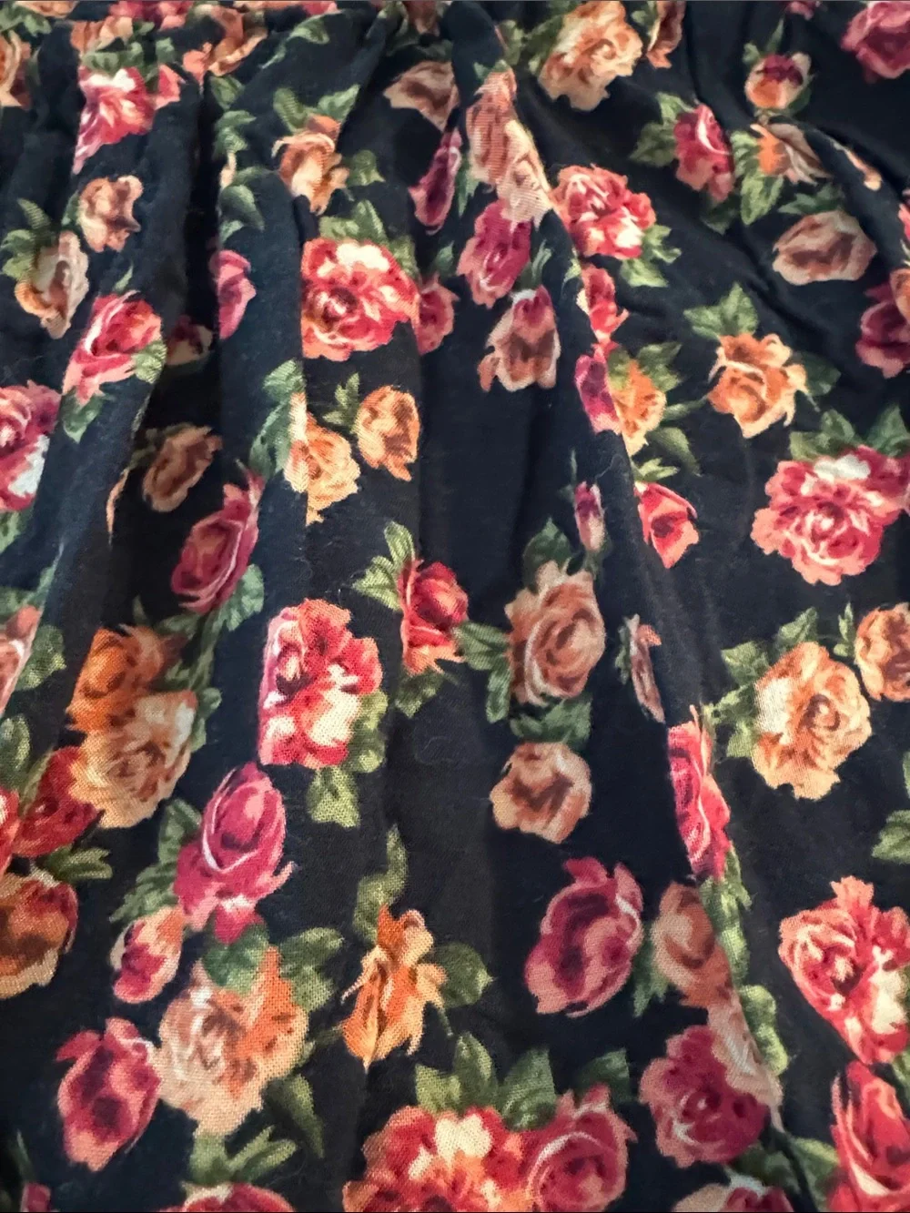 dELiA*s Black Floral Button-Front Skater Skirt with Pink & Peach Roses